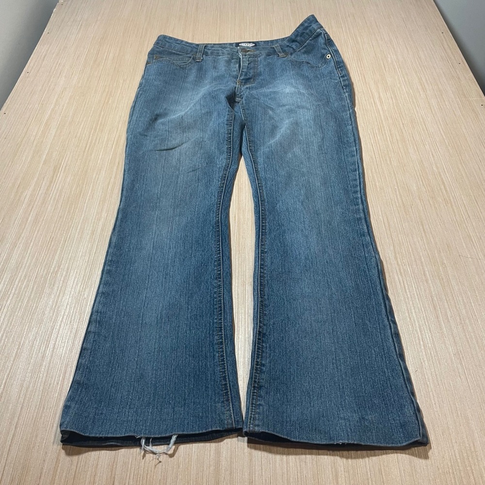 Zoey Beth Flare Jeans Women Blue Rhinestone Pocket Y2K Medium Wash G5817F